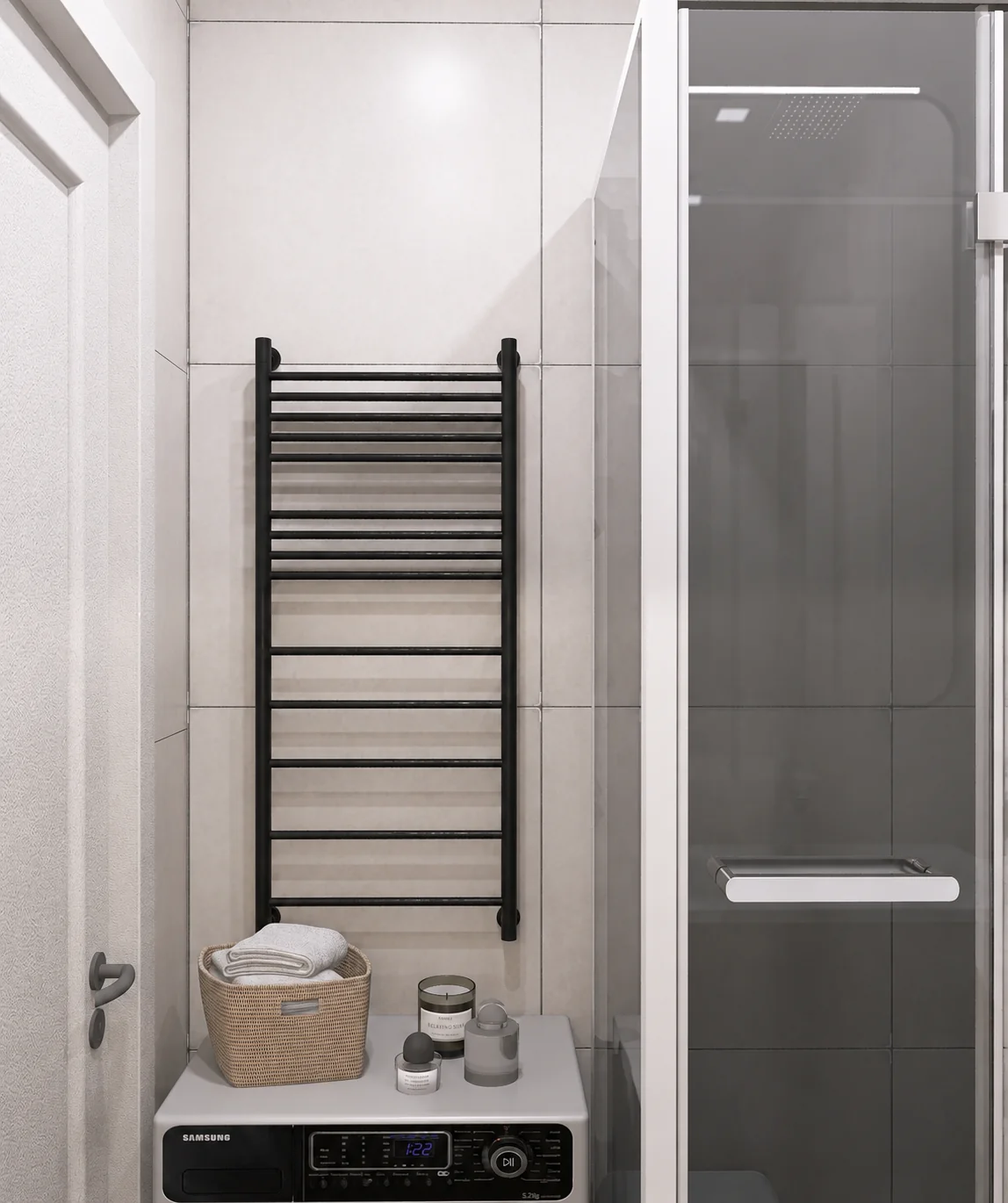 Душевая зона с полотенцесушителем